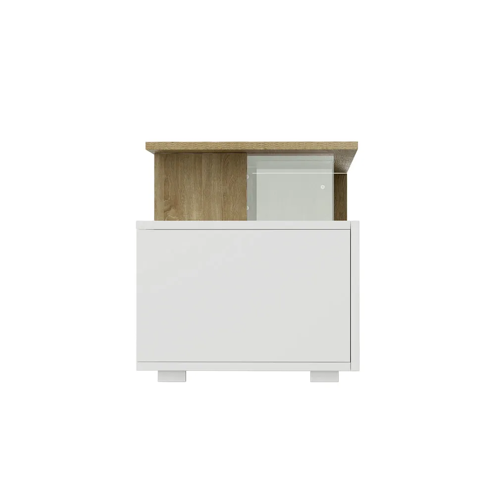 Dual-Tone TV Cabinet w/ Glass Shelves & Drawers - Artiss