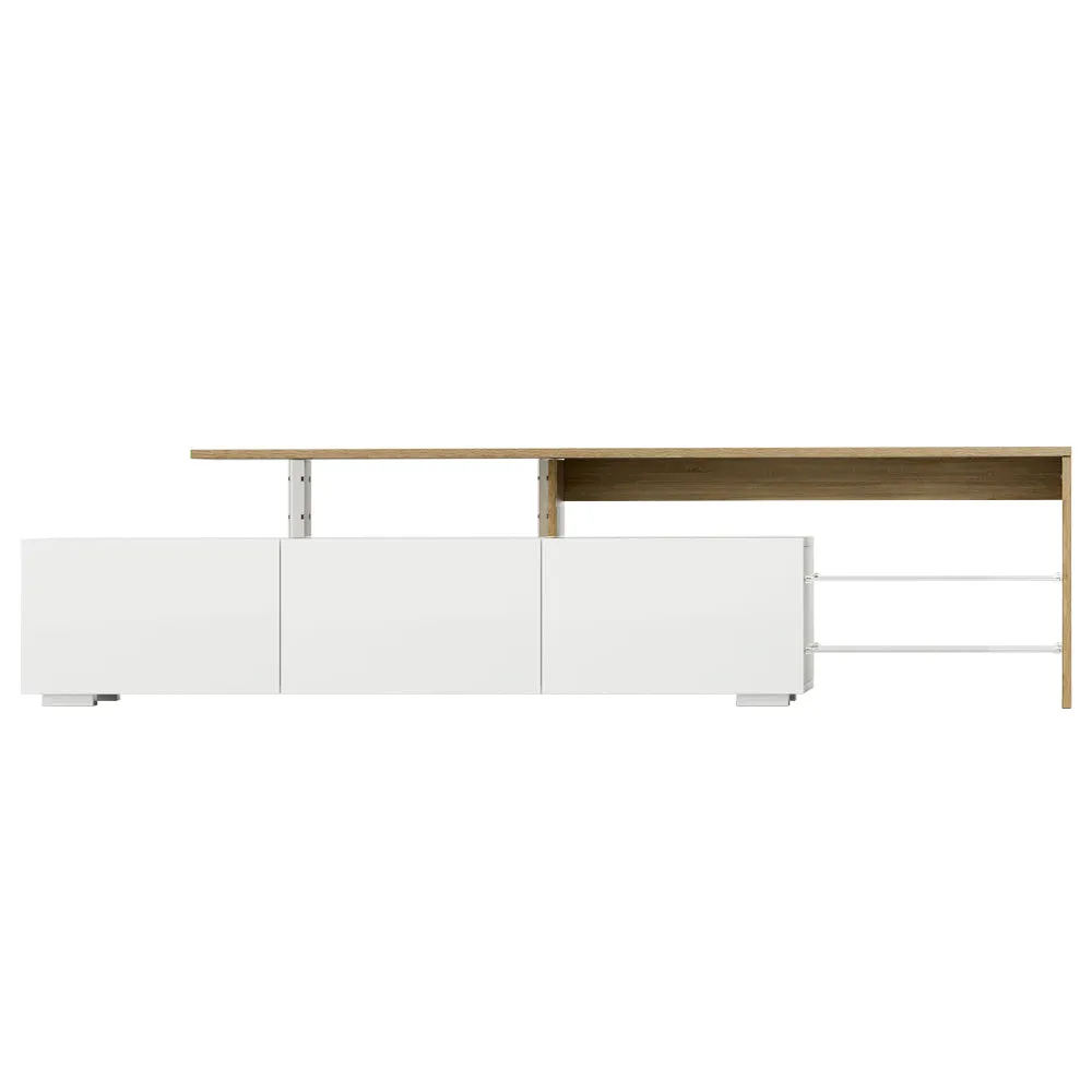 Dual-Tone TV Cabinet w/ Glass Shelves & Drawers - Artiss