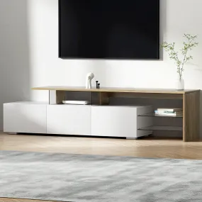 Dual-Tone TV Cabinet w/ Glass Shelves & Drawers - Artiss