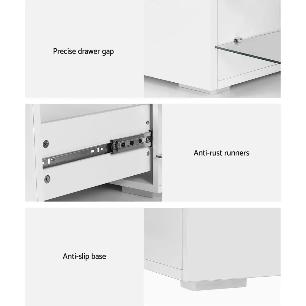 Dual-Tone TV Cabinet w/ Glass Shelves & Drawers - Artiss