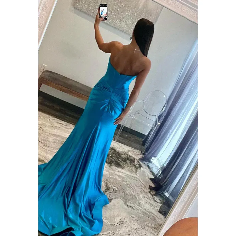 Elegant & Ornate Sweetheart Sleeveless Sheath Side Slit Formal Party Prom Dress