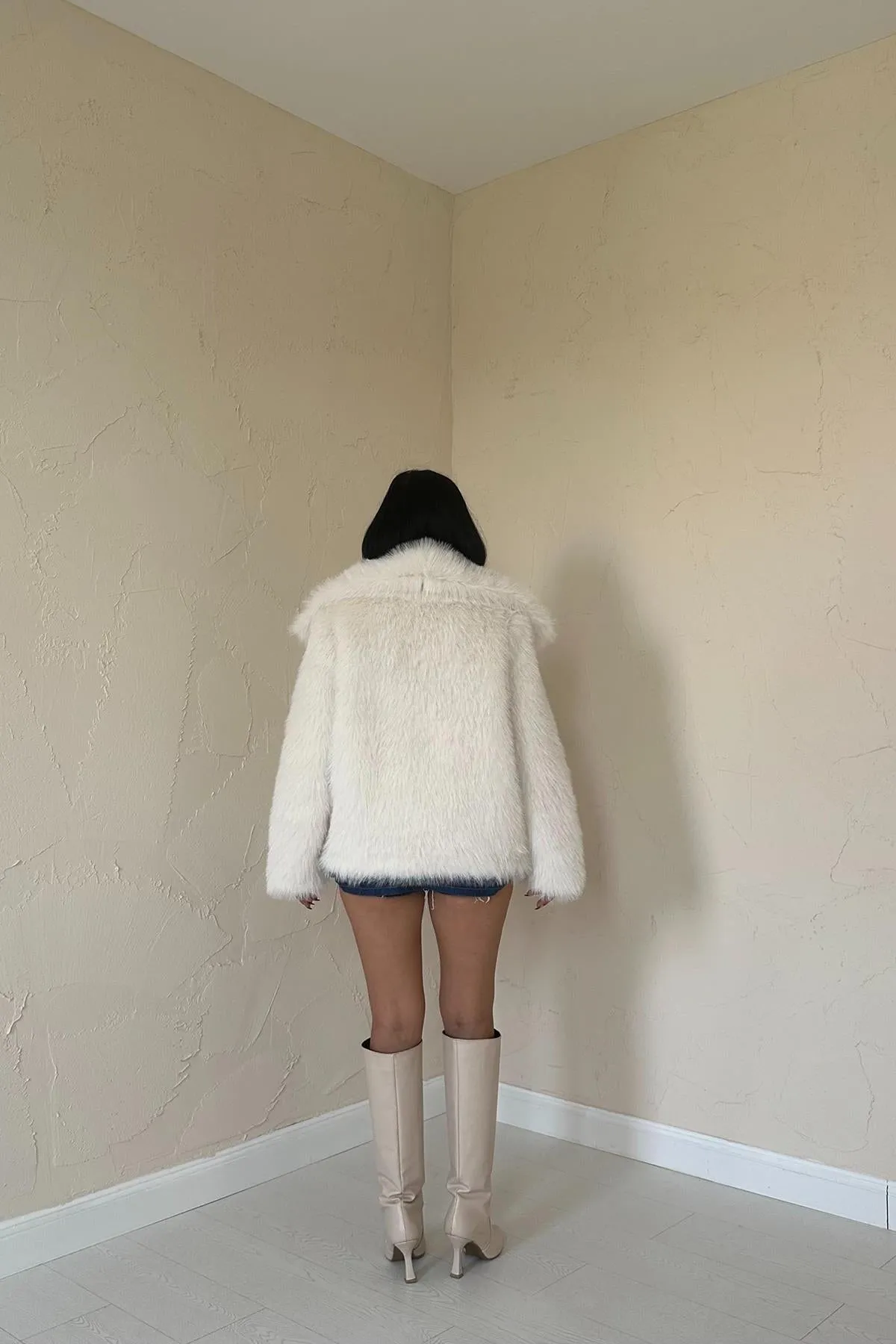 ELS Quilted Fur Coat - Ecru - North Miami Beach