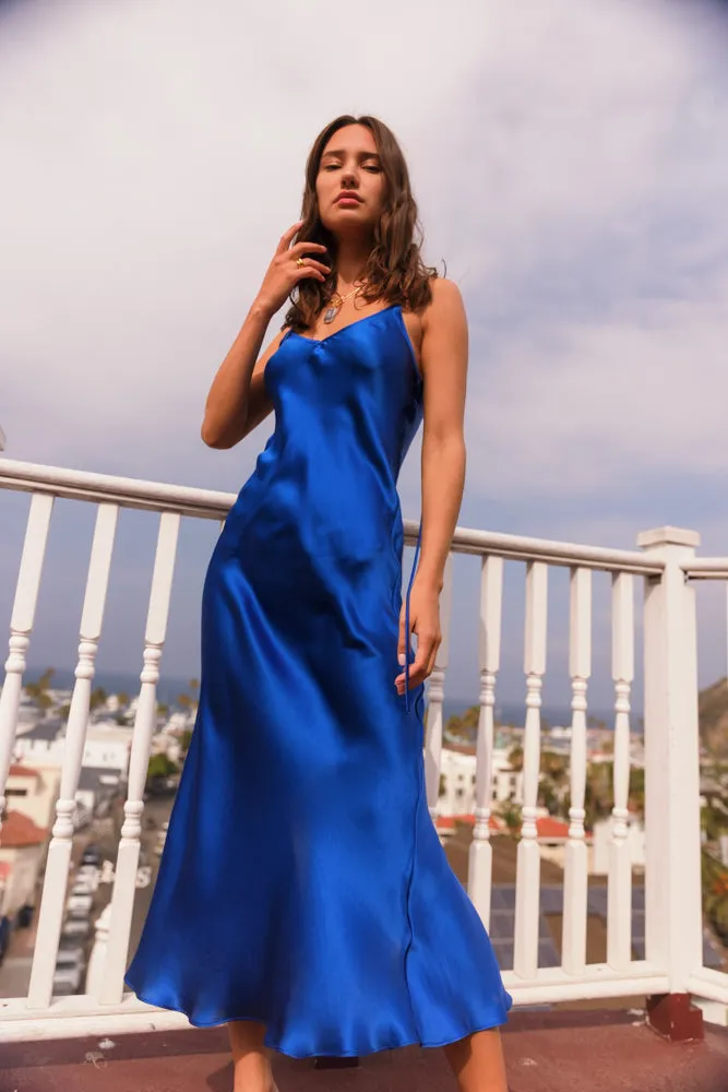 Emma Slip Dress - Mykonos Blue