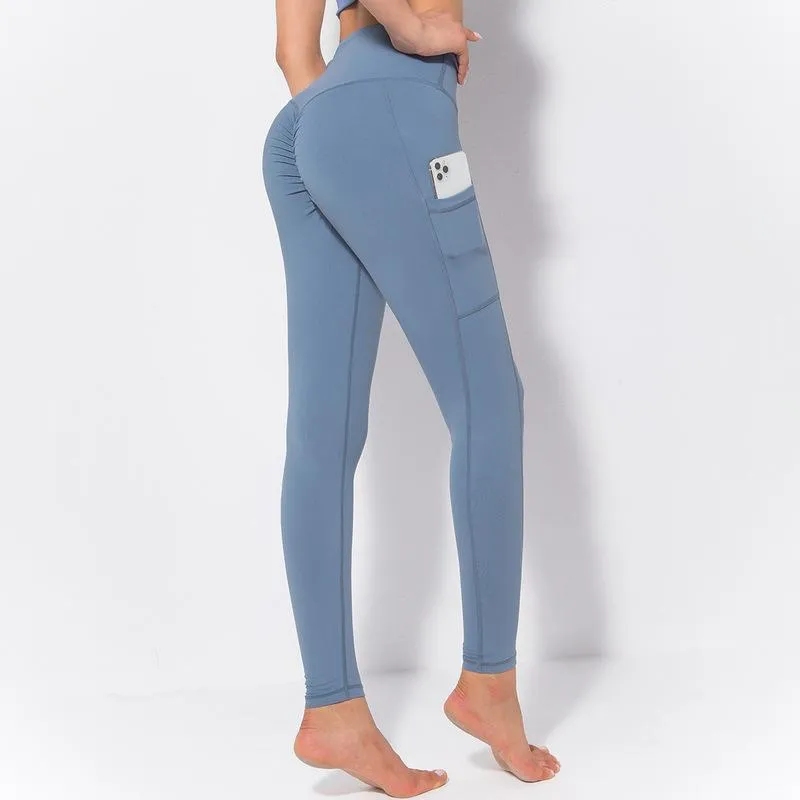 Fitstyle  New Yoga  Pants Women  Side Pocket Shaping and Hip Lifting Skinny Stretchy Slimming Outerwear Leggings
