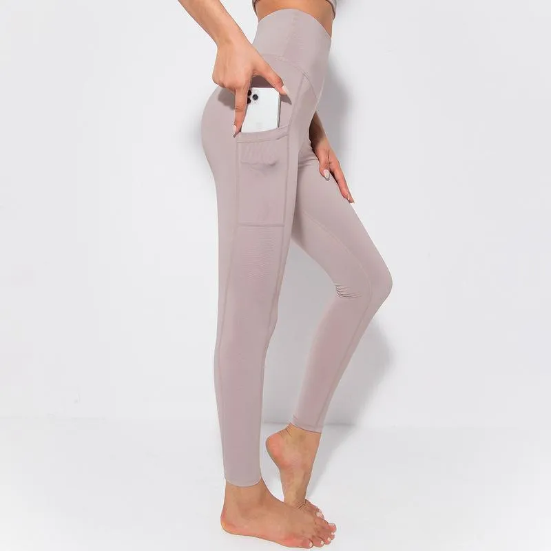 Fitstyle  New Yoga  Pants Women  Side Pocket Shaping and Hip Lifting Skinny Stretchy Slimming Outerwear Leggings