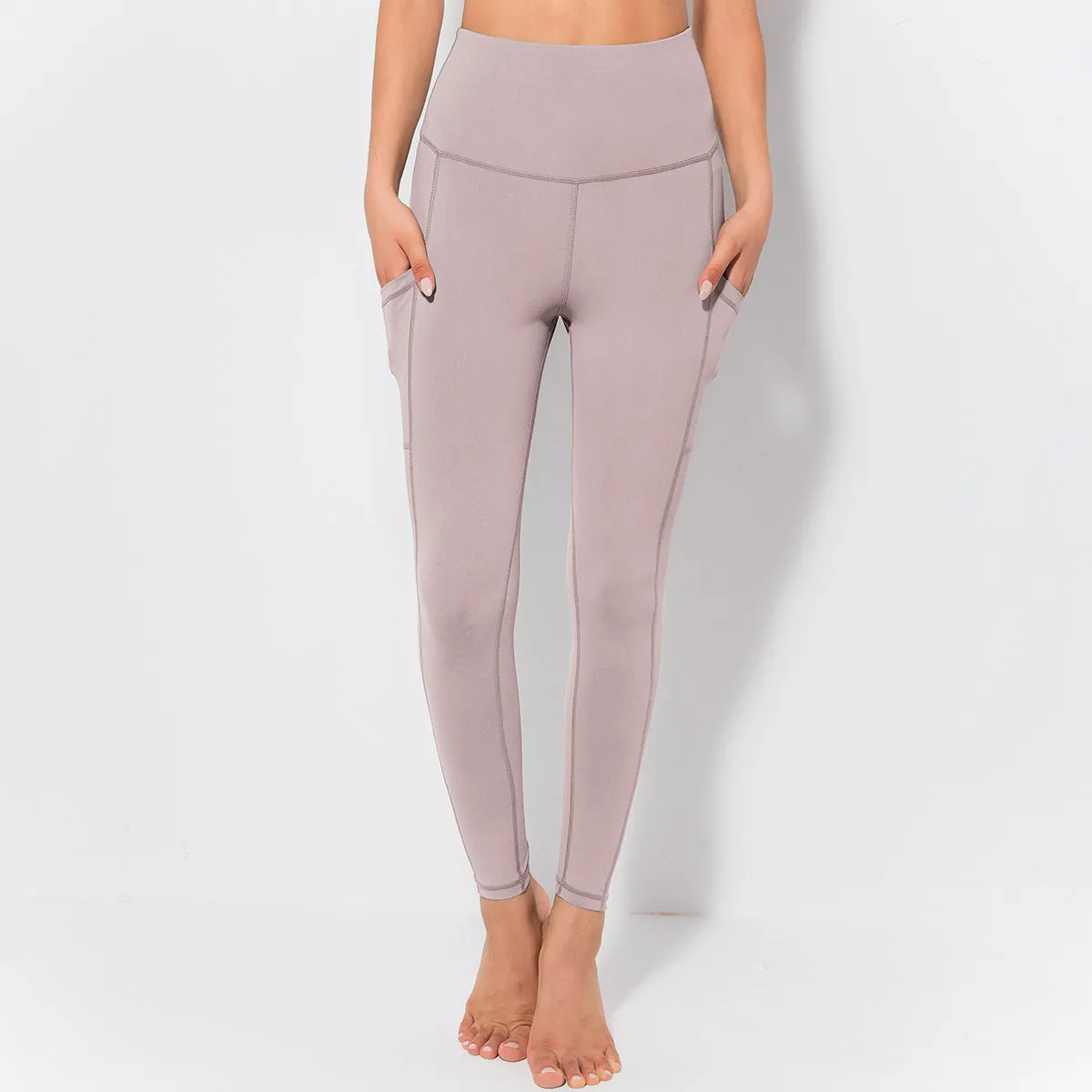 Fitstyle  New Yoga  Pants Women  Side Pocket Shaping and Hip Lifting Skinny Stretchy Slimming Outerwear Leggings