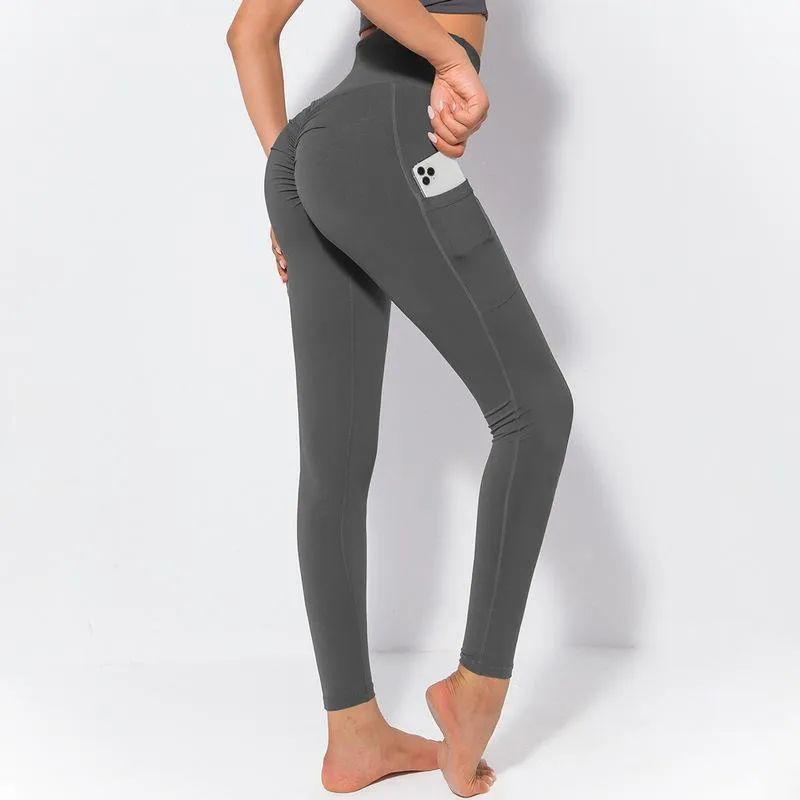 Fitstyle  New Yoga  Pants Women  Side Pocket Shaping and Hip Lifting Skinny Stretchy Slimming Outerwear Leggings
