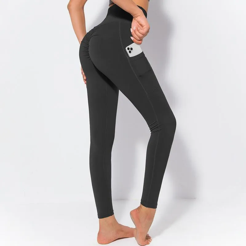 Fitstyle  New Yoga  Pants Women  Side Pocket Shaping and Hip Lifting Skinny Stretchy Slimming Outerwear Leggings