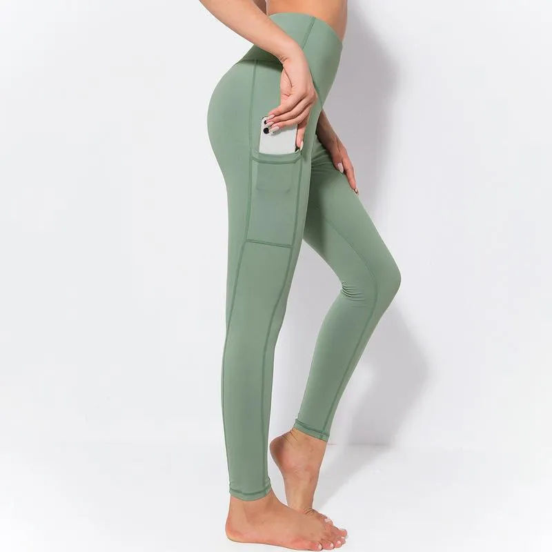 Fitstyle  New Yoga  Pants Women  Side Pocket Shaping and Hip Lifting Skinny Stretchy Slimming Outerwear Leggings