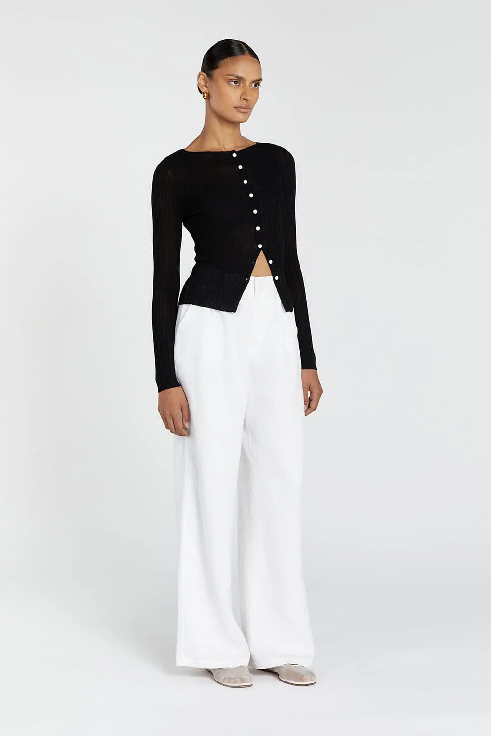 GEMMA BLACK LONG SLEEVE KNIT TOP