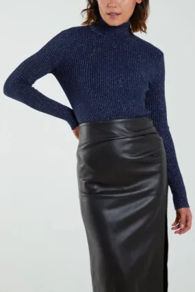 Gigi Glitter Roll Neck Top