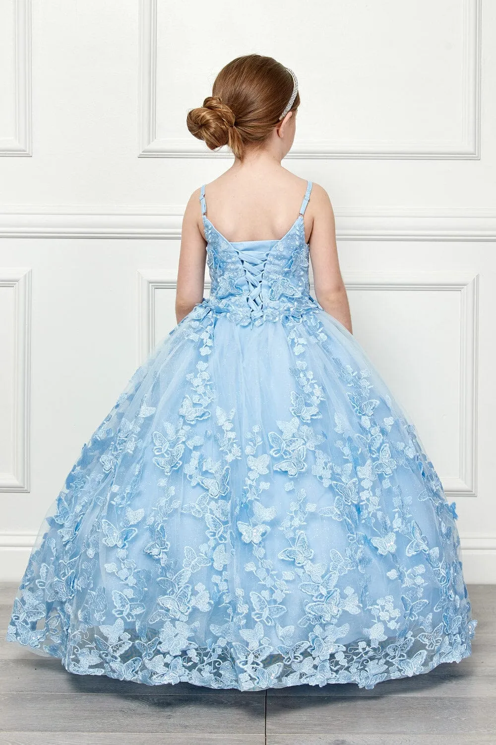 Girls 3D Butterfly Cape Ball Gown by Petite Adele PK1001