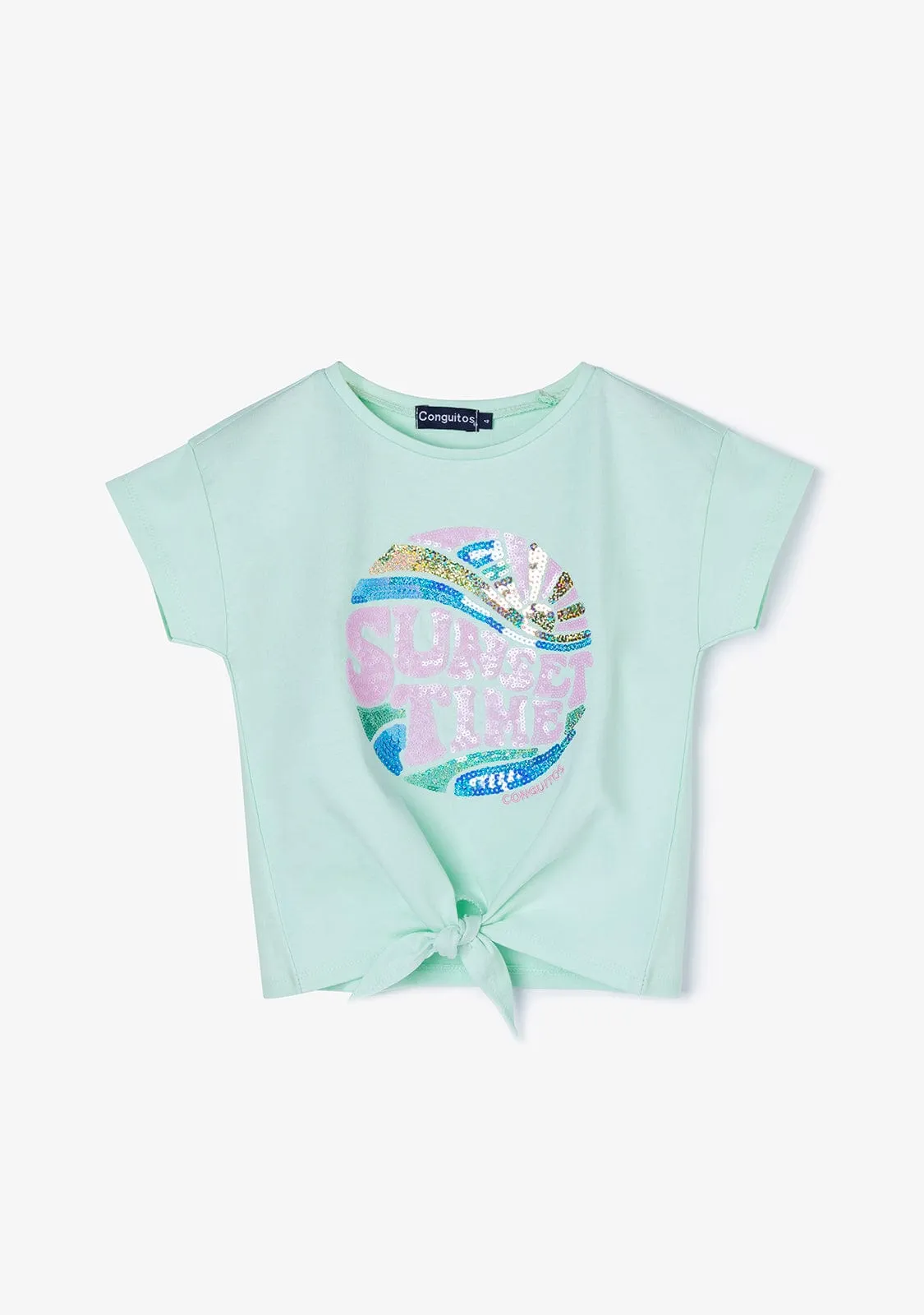 Girl's Mint Sunset Knotted T-shirt