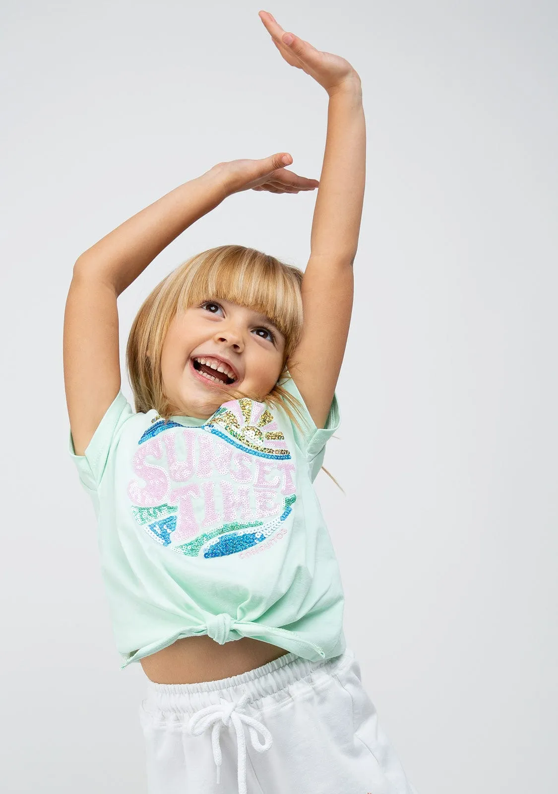 Girl's Mint Sunset Knotted T-shirt