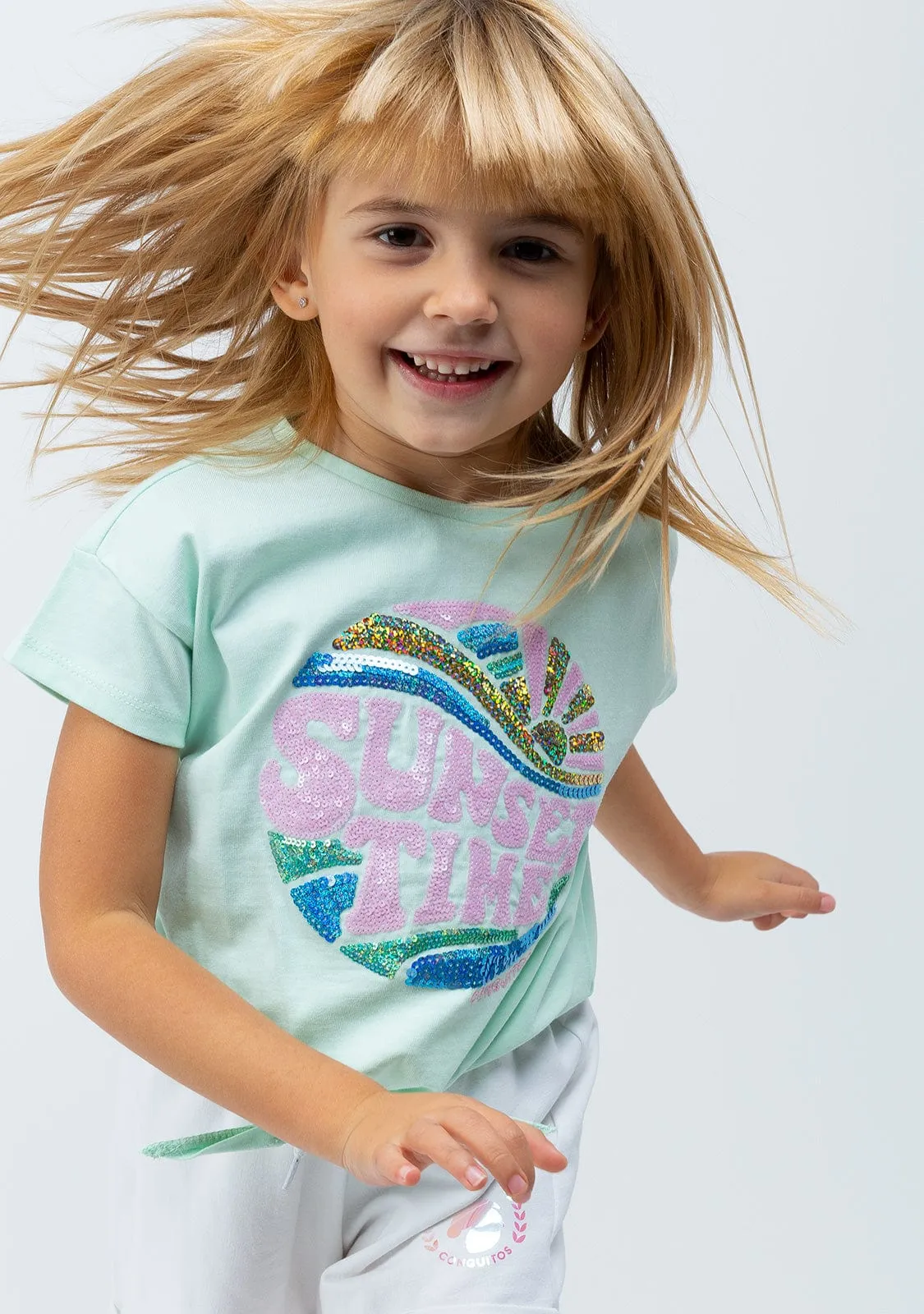 Girl's Mint Sunset Knotted T-shirt
