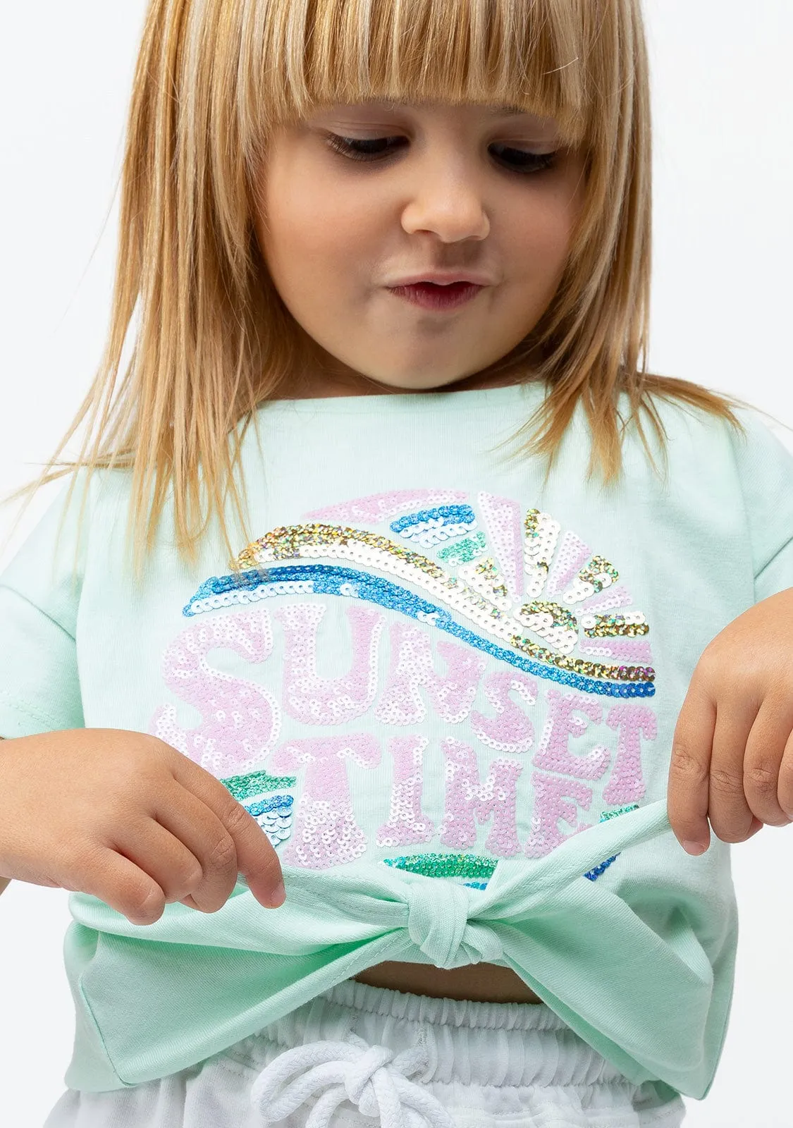 Girl's Mint Sunset Knotted T-shirt