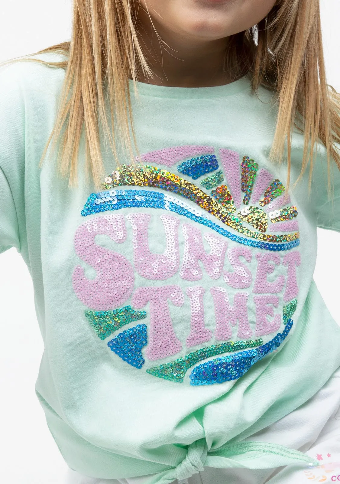 Girl's Mint Sunset Knotted T-shirt