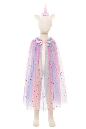 Great Pretenders Rainbow Unicorn Cape & Headband, Multi, Size 4-6