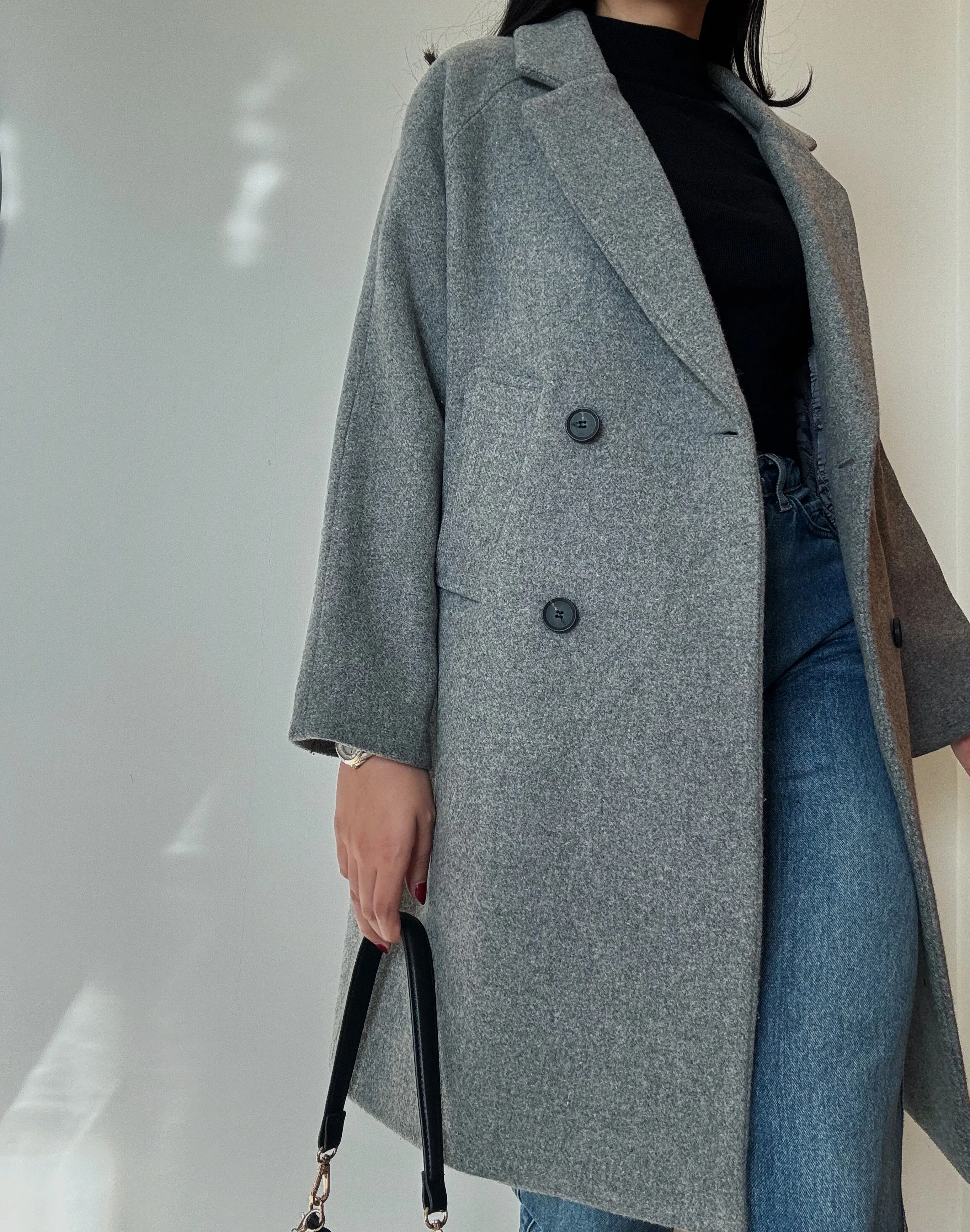 Grey Classic Coat (70% Wool)