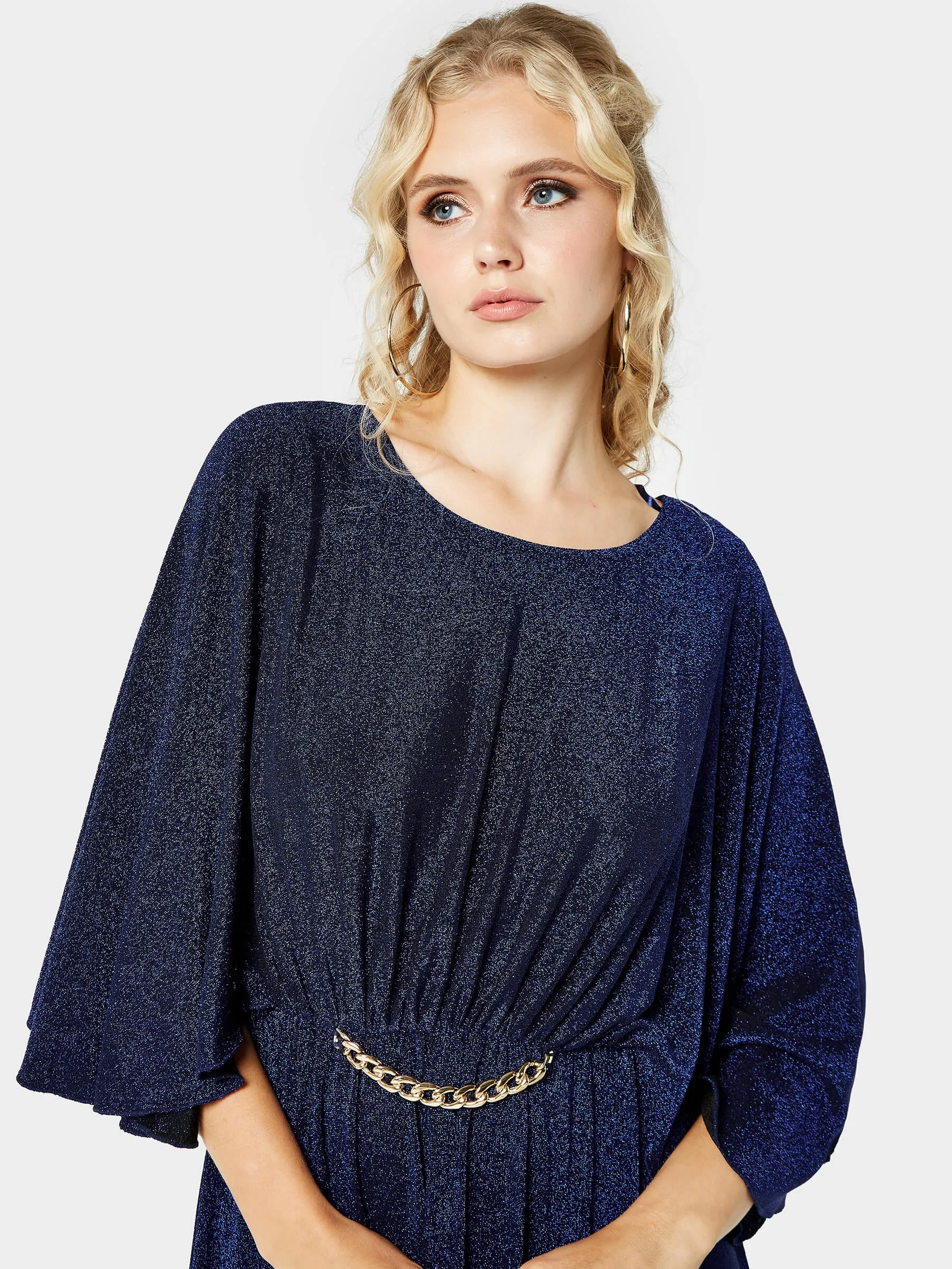 GWD Brielle Metallic Jersey Blue Maxi Dress