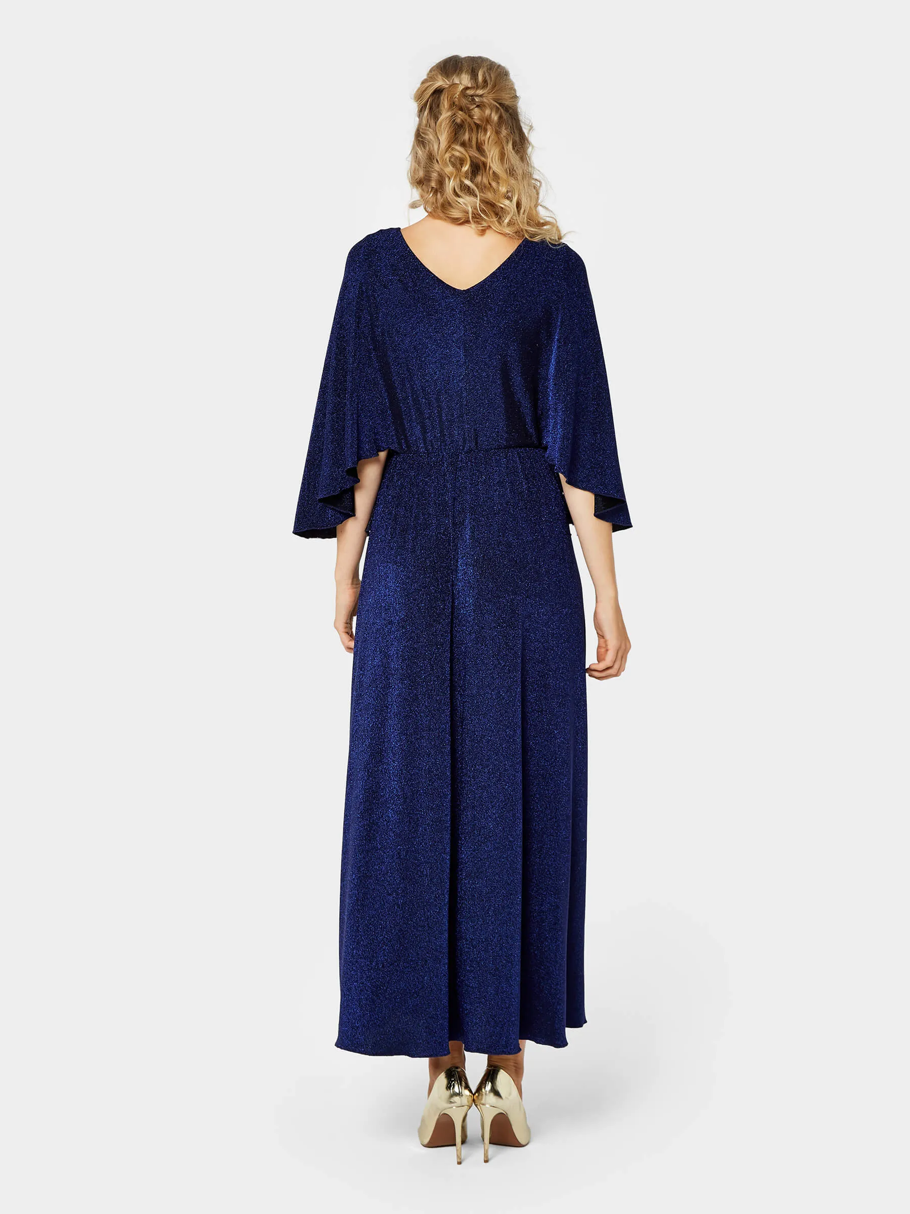 GWD Brielle Metallic Jersey Blue Maxi Dress