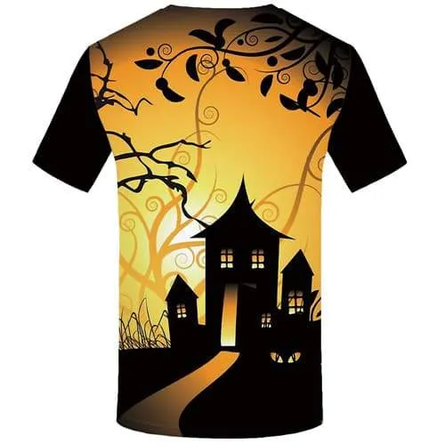 Halloween T-shirt Men Yellow T-shirts 3d Cosplay Tshirts Casual Party T-shirts Graphic Psychedelic Tshirts Cool Short Sleeve