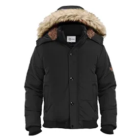 Heihuohua Men's Winter Thicken Warm Puffer Removable Hood Coat, Black, Large