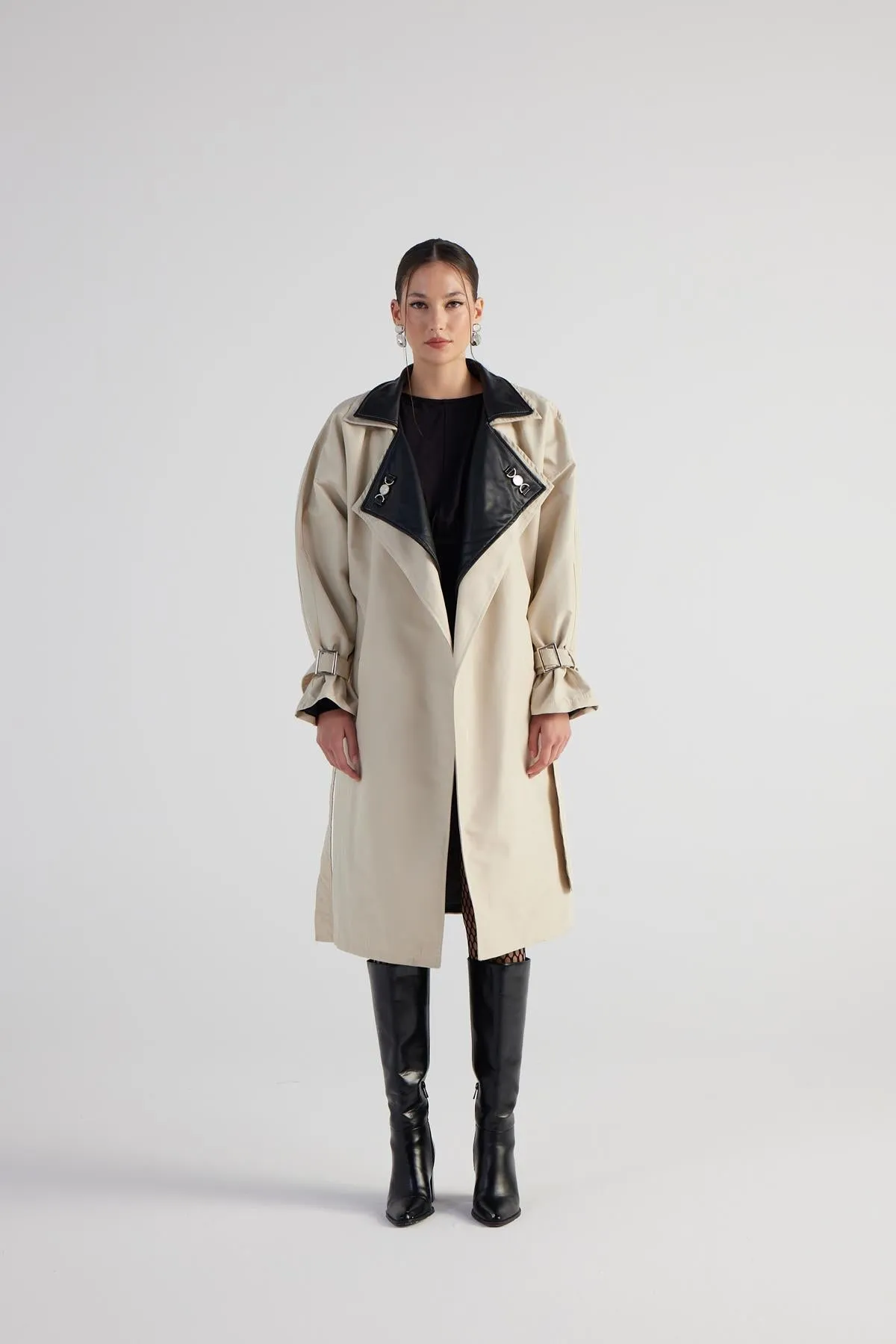 HLLY Women Cloak Trenchcoat Beige - Oak Park
