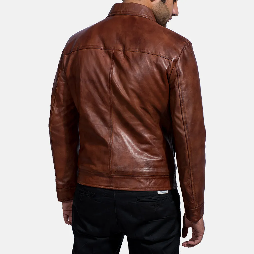 Inferno Brown Leather Jacket Up to 5XL