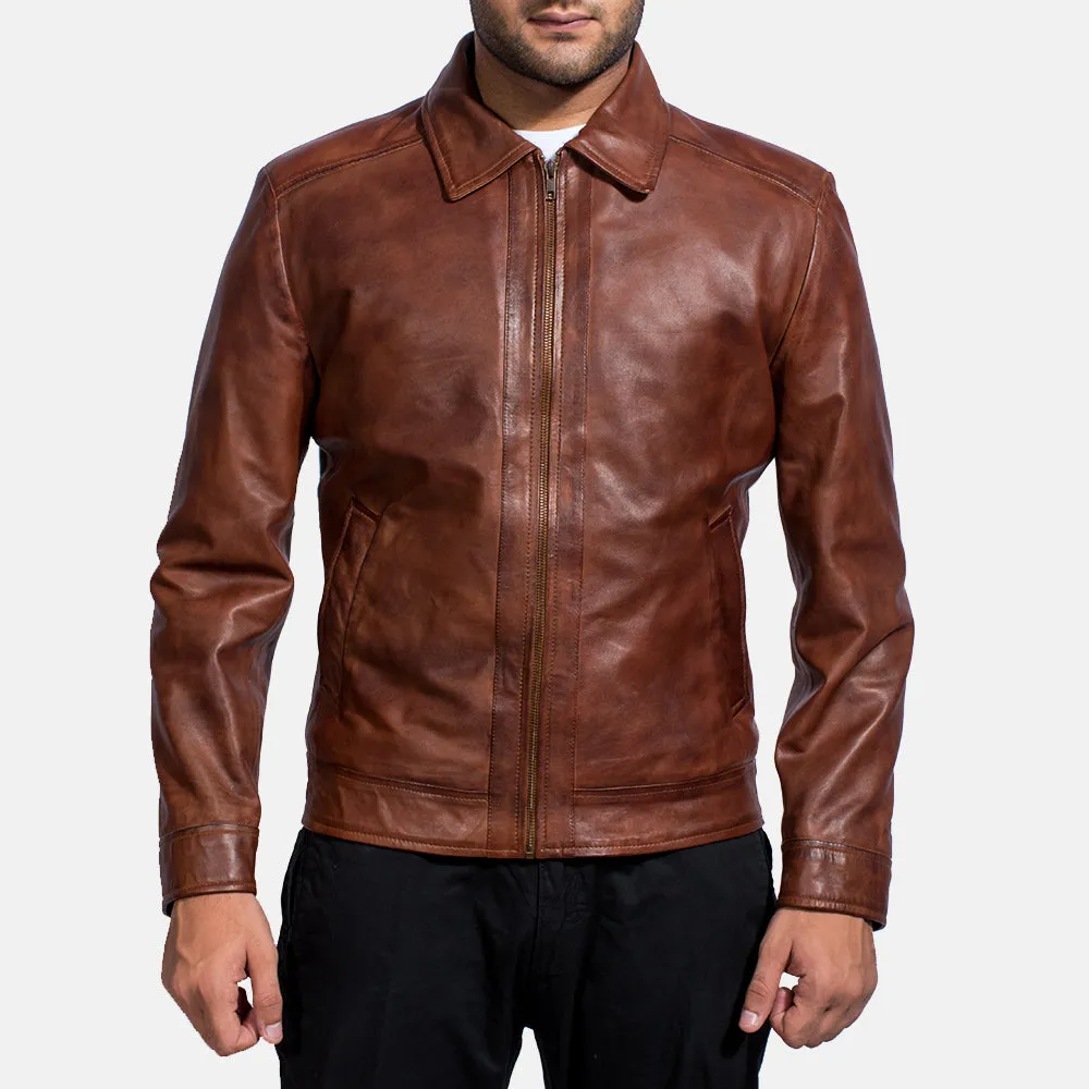 Inferno Brown Leather Jacket Up to 5XL