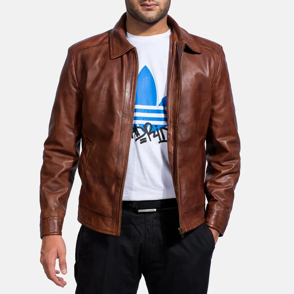 Inferno Brown Leather Jacket Up to 5XL