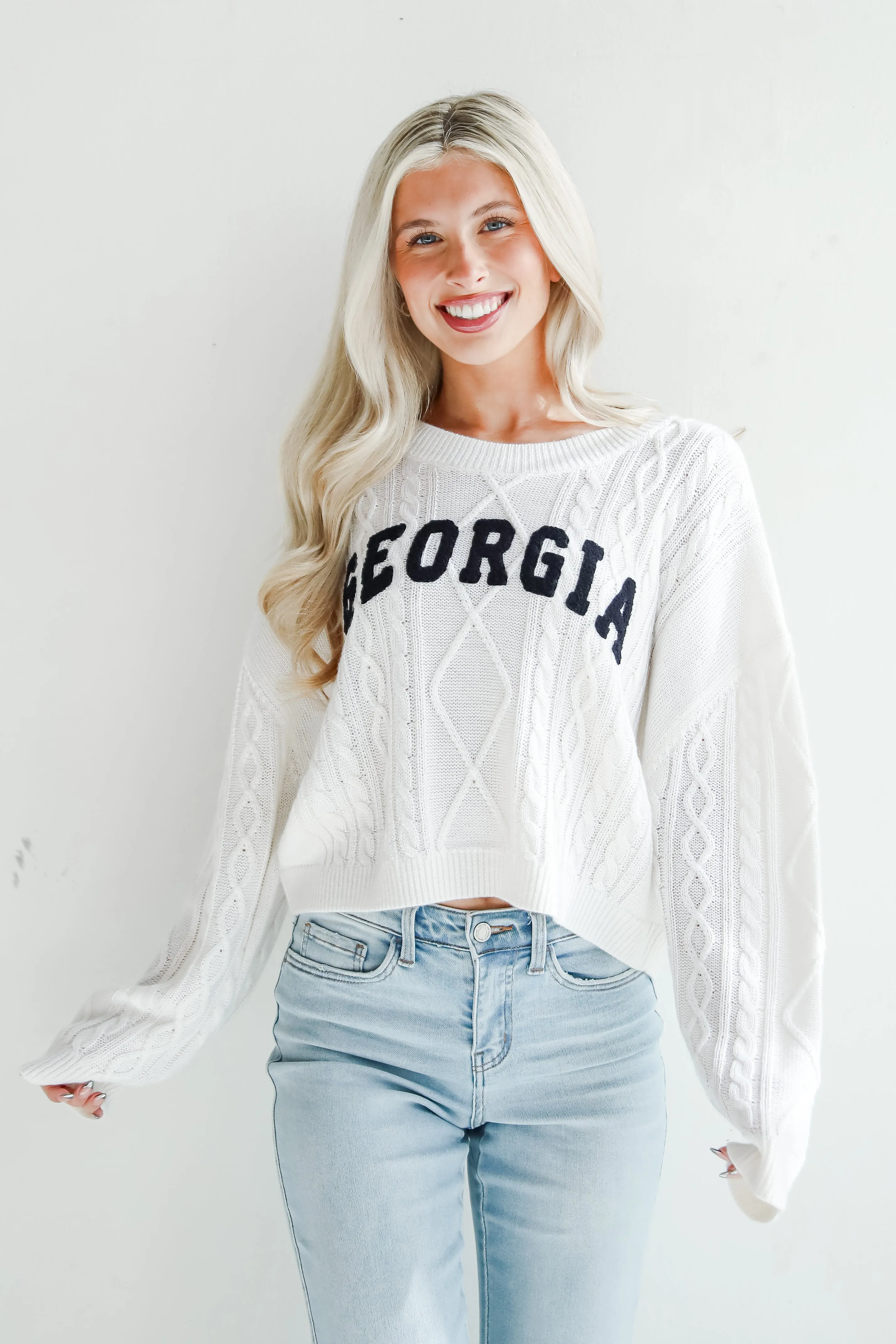 Ivory Georgia Cable Knit Sweater