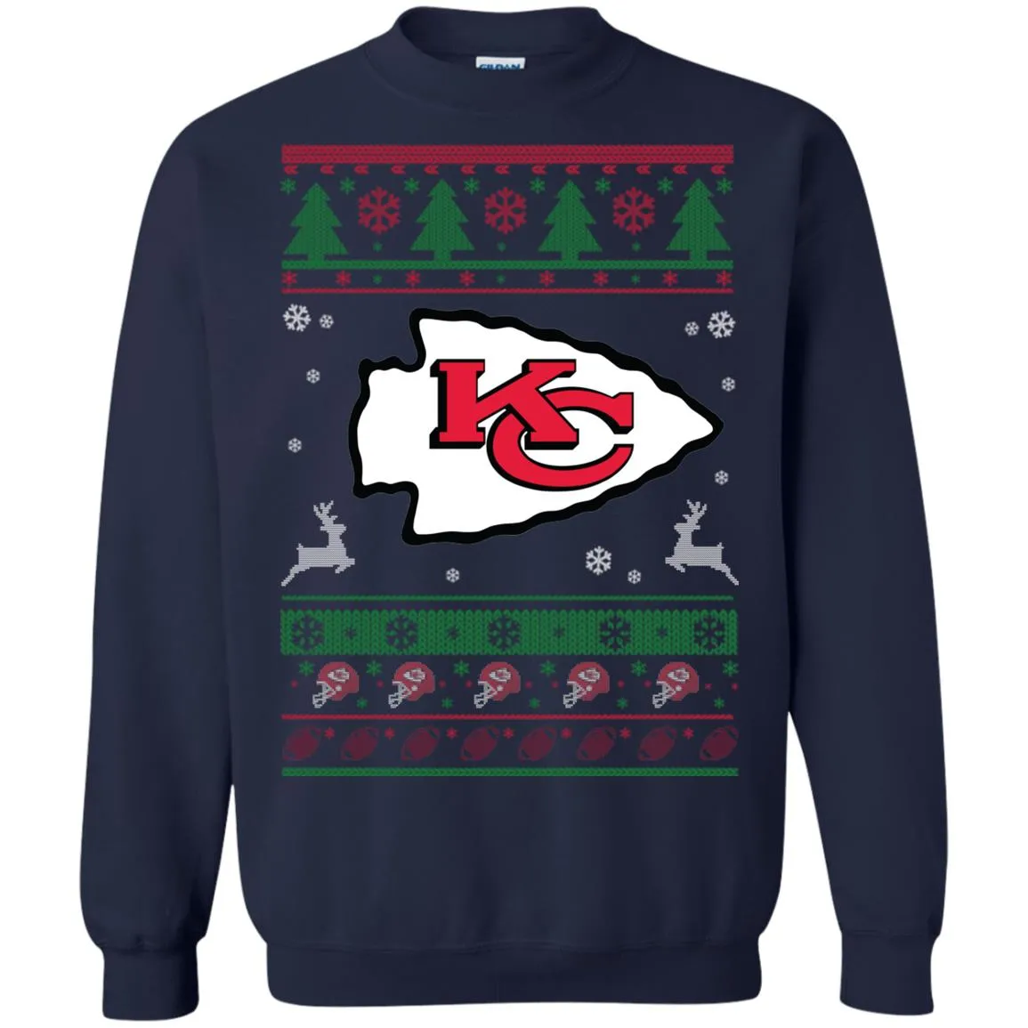 Kansas City Chiefs Logo Football Teams Ugly Christmas Sweater Unisex Crewneck Pullover Sweatshirt