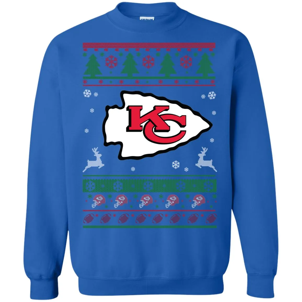 Kansas City Chiefs Logo Football Teams Ugly Christmas Sweater Unisex Crewneck Pullover Sweatshirt