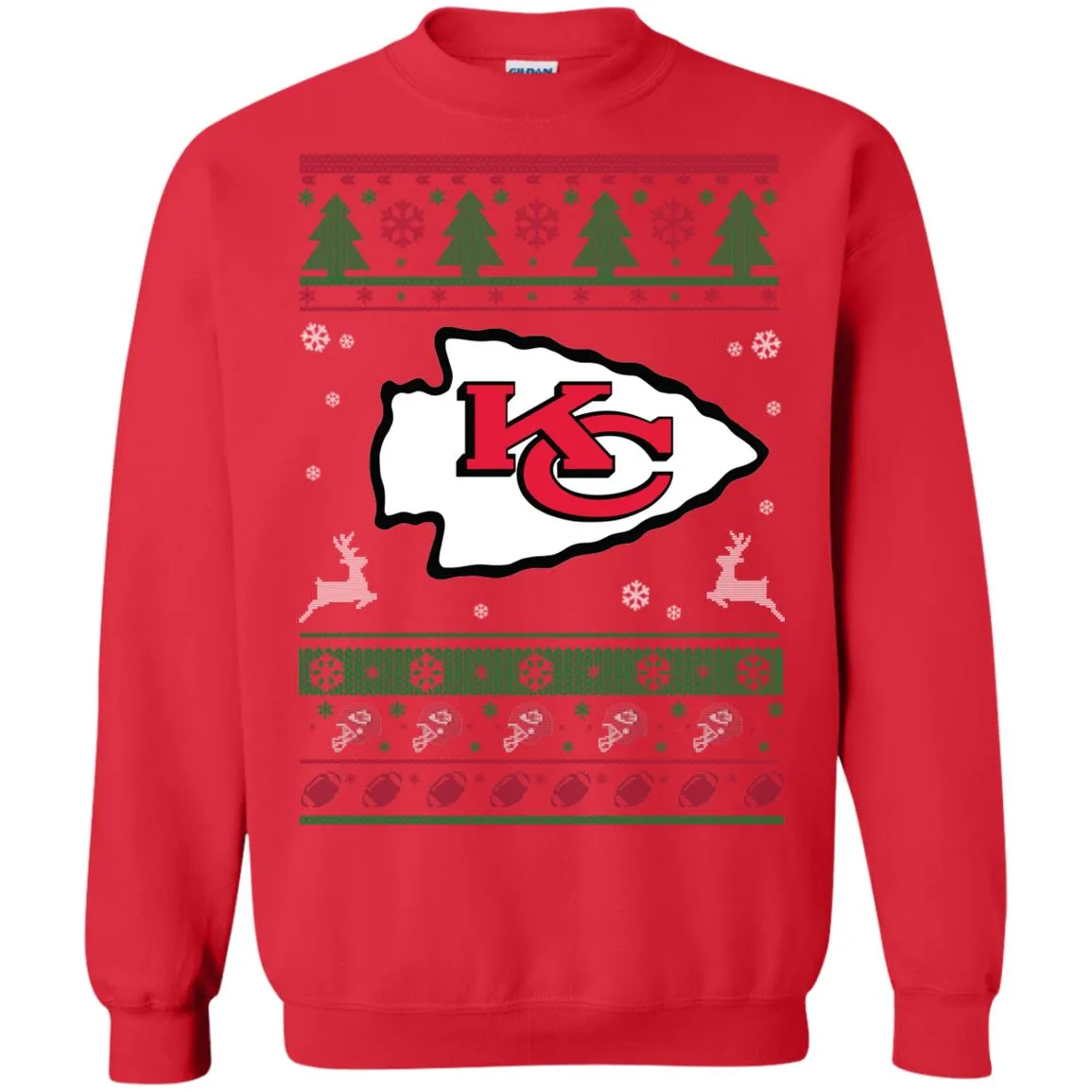 Kansas City Chiefs Logo Football Teams Ugly Christmas Sweater Unisex Crewneck Pullover Sweatshirt