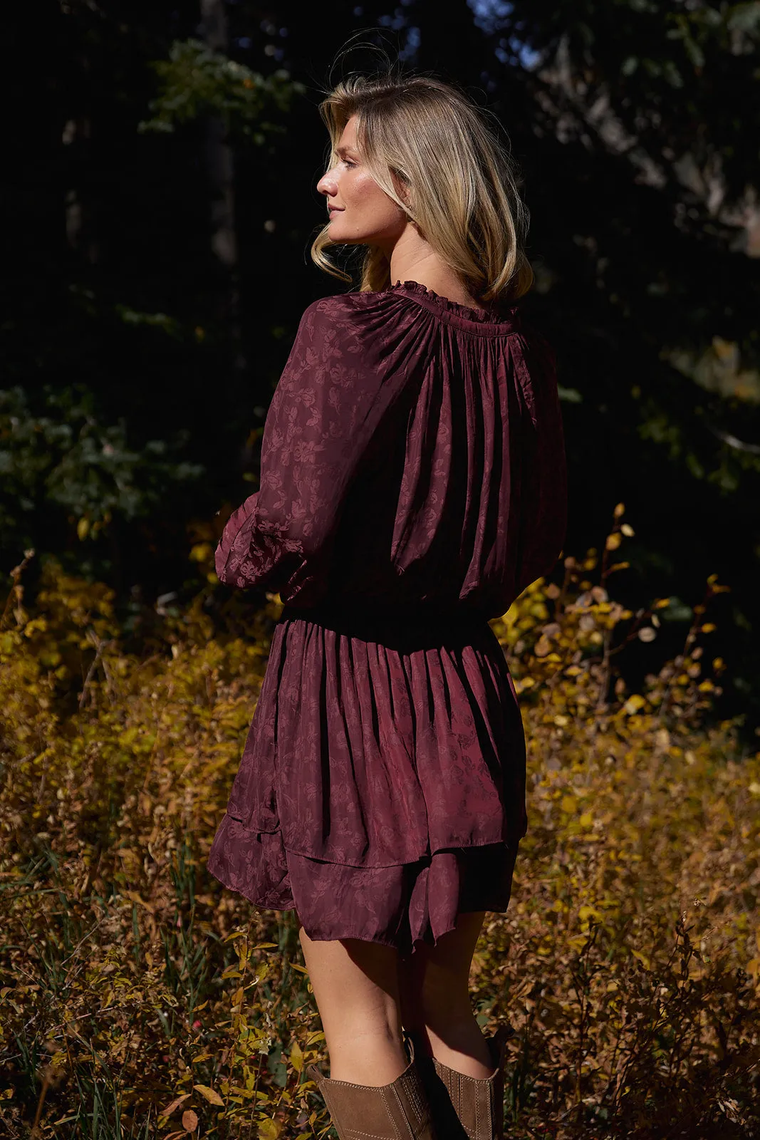 Kaylee Midi Dress in Wine
