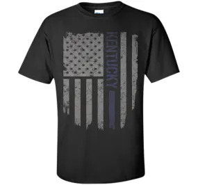 Kentucky Thin Blue Line American Flag T-Shirt T-Shirt
