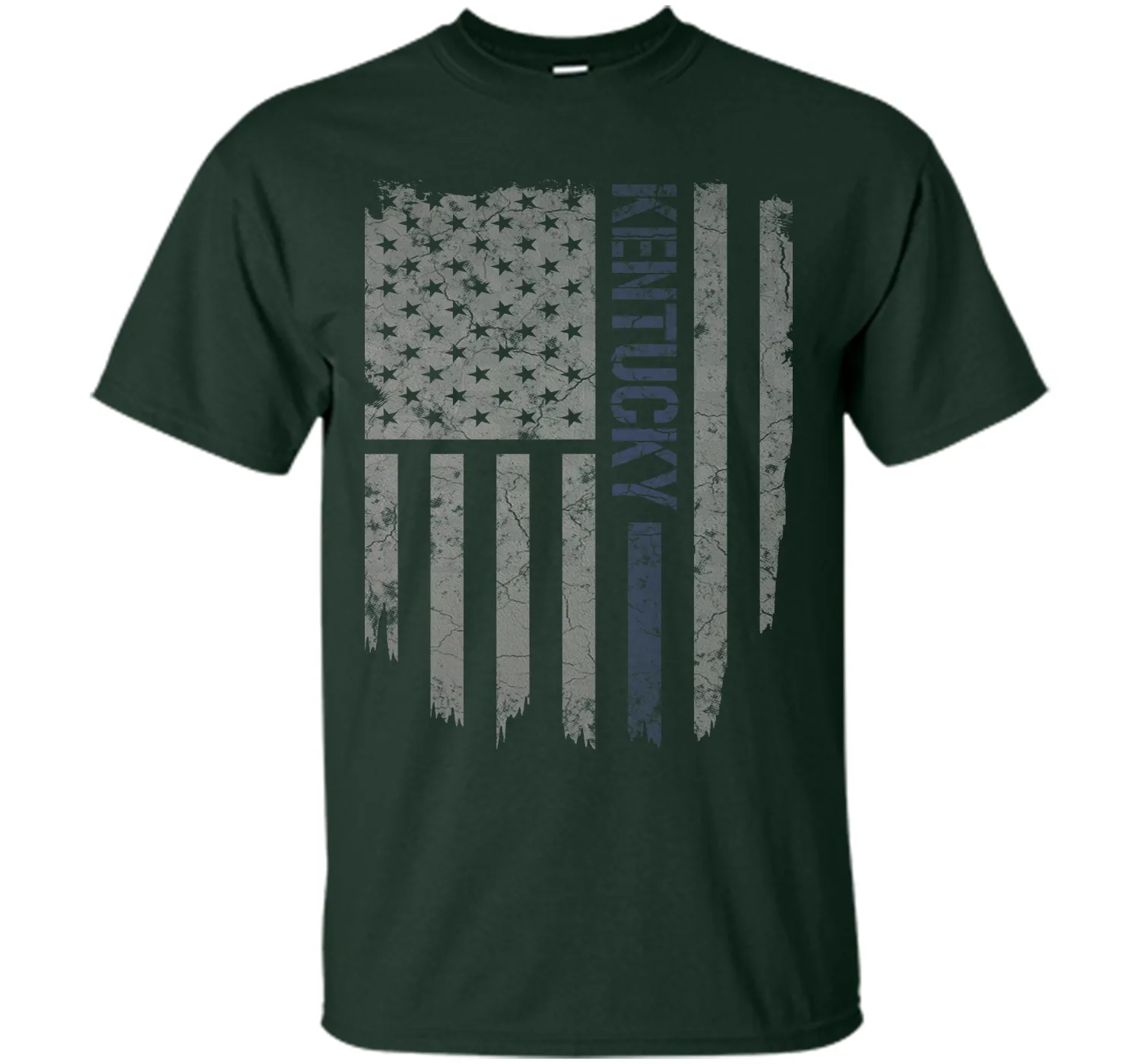 Kentucky Thin Blue Line American Flag T-Shirt T-Shirt