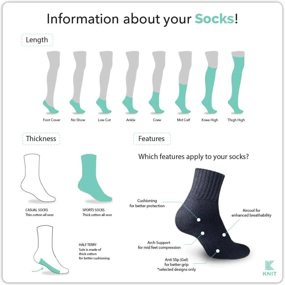 Knit Men’s Thick Sports Foot Cover 3 pairs in a pack KMSFKG1