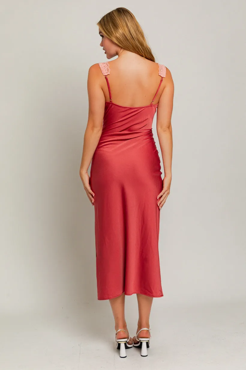 Lace Mix Slip Midi Dress