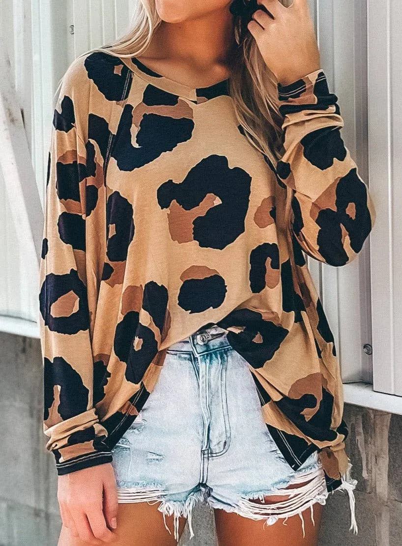 Leopard Soft Knit Loose Top