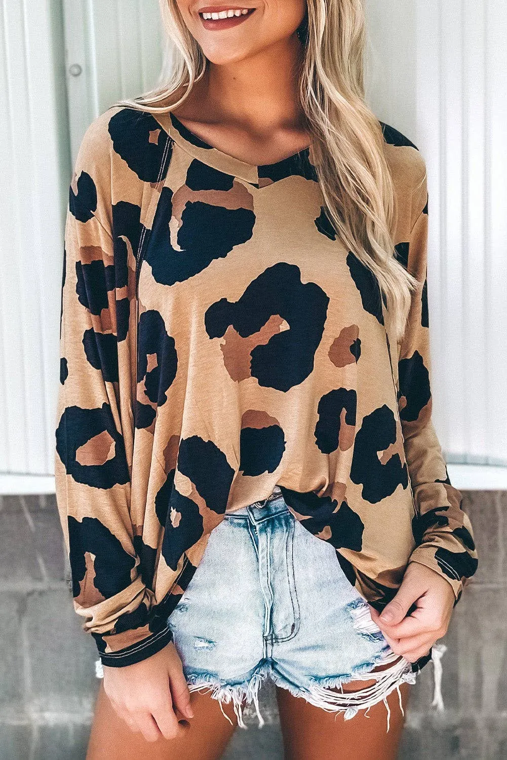 Leopard Soft Knit Loose Top