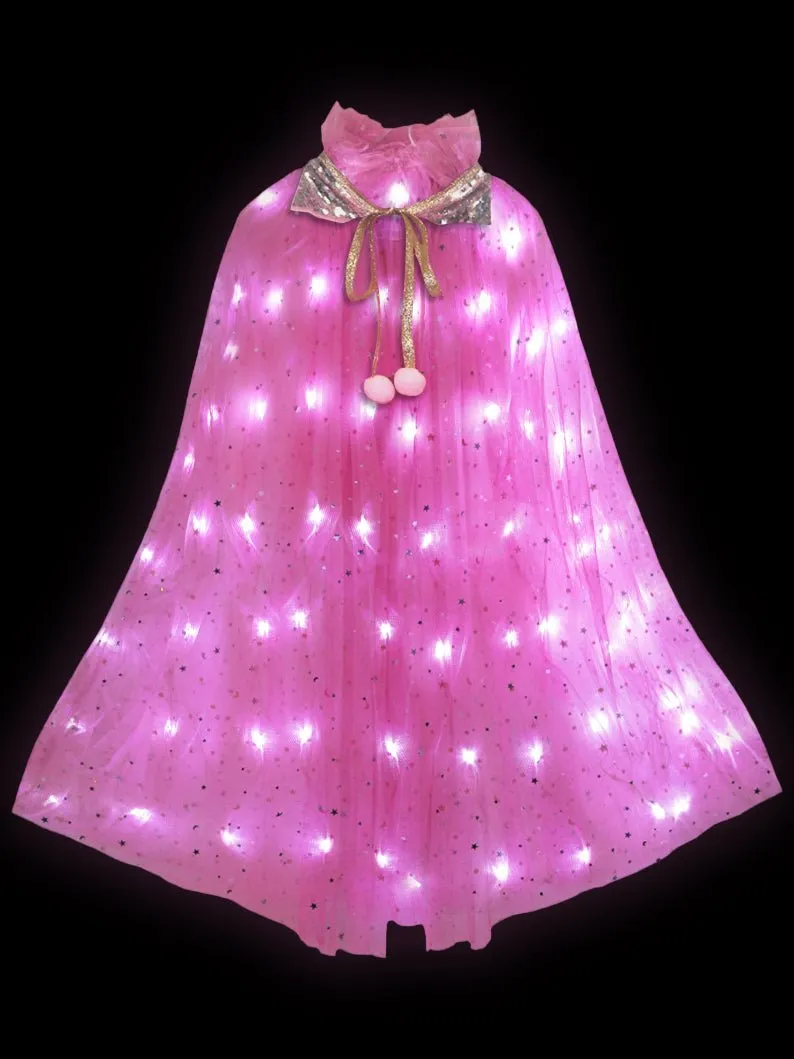 Light Up Princess Dress Up Cape for Little Girls With 10 Pcs Accessories
