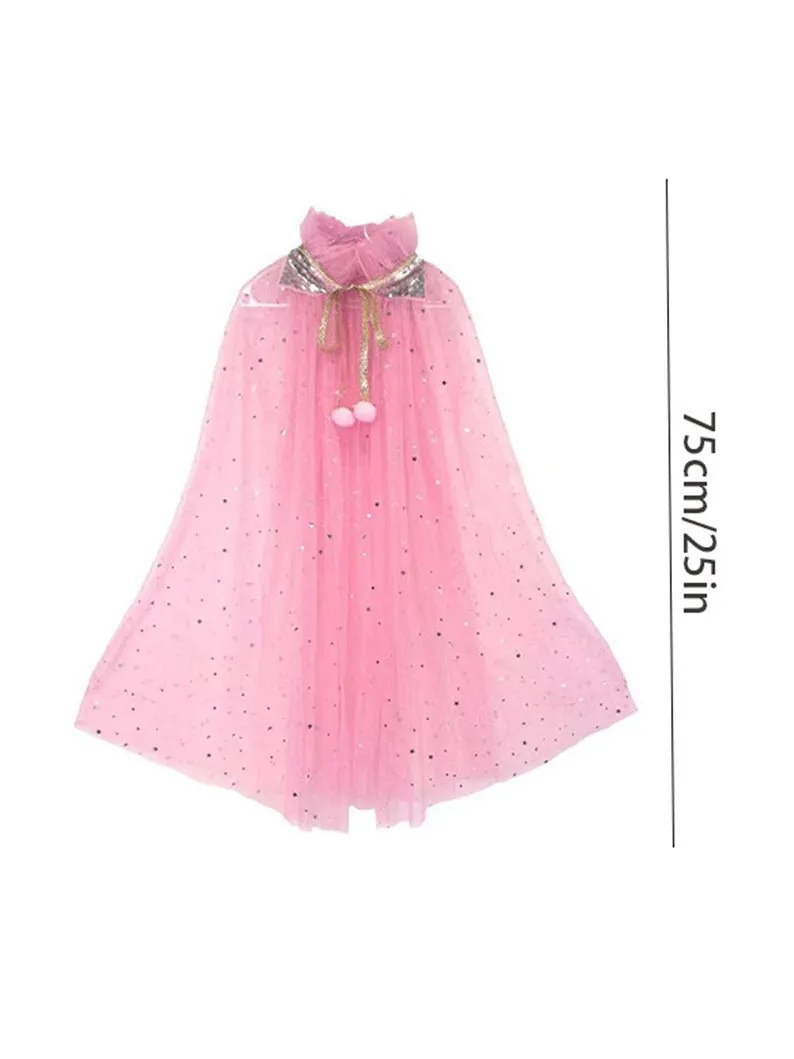 Light Up Princess Dress Up Cape for Little Girls With 10 Pcs Accessories