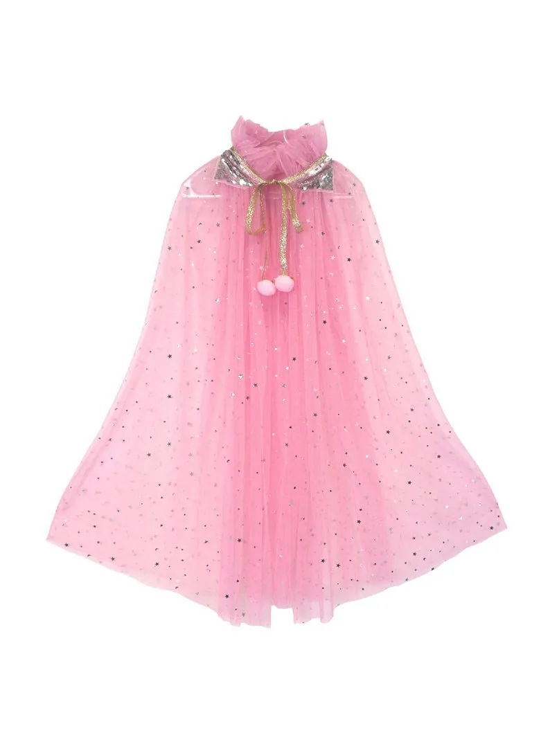 Light Up Princess Dress Up Cape for Little Girls With 10 Pcs Accessories