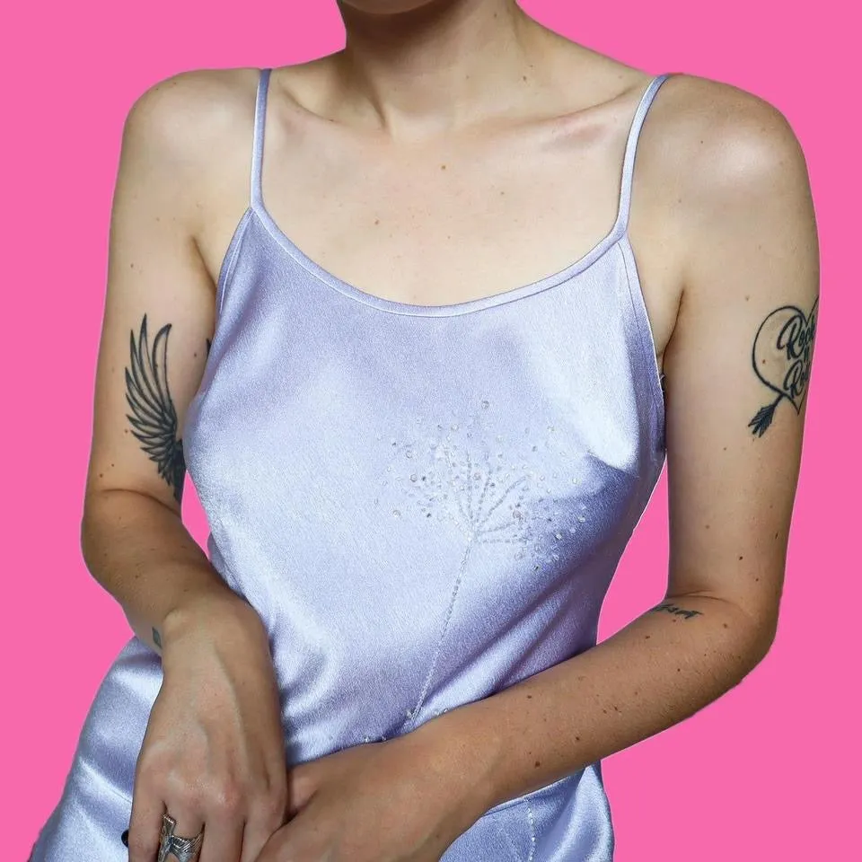 Lilac DUSK beaded slip dress UK 12