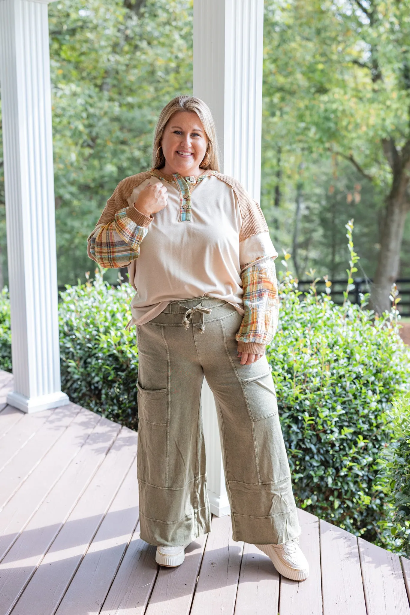 Little Details Khaki Knit Top