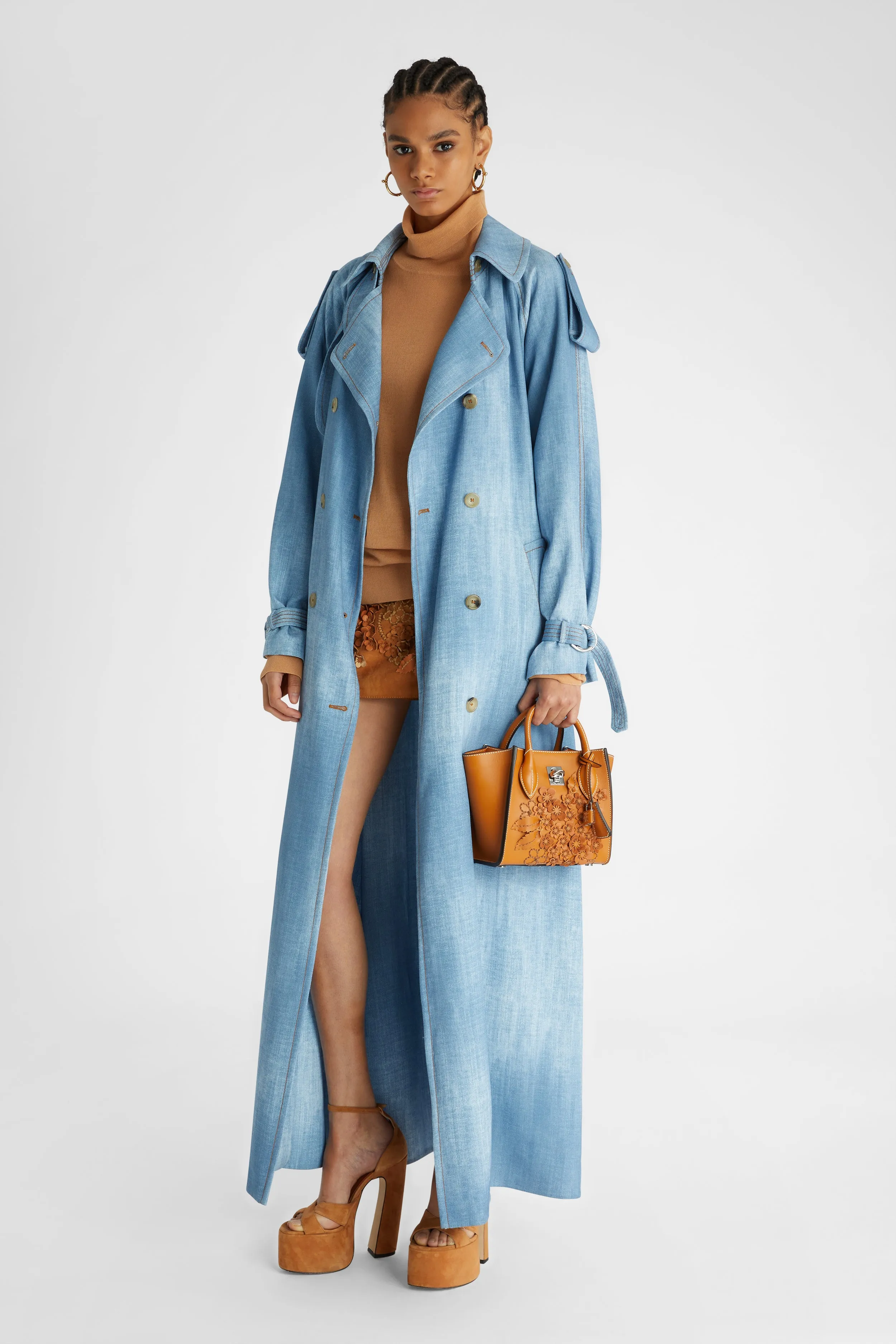 Long double-breasted trench coat