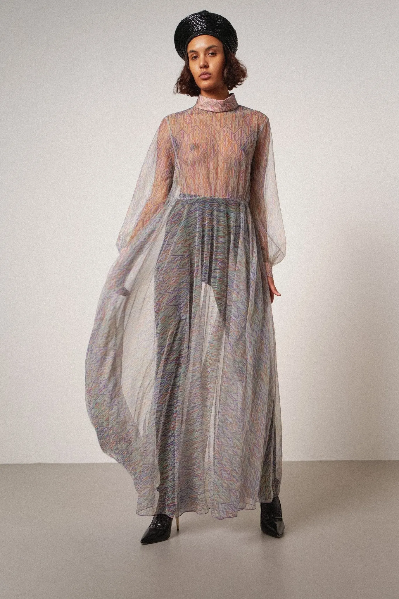 Long Sheer Aqua Dress