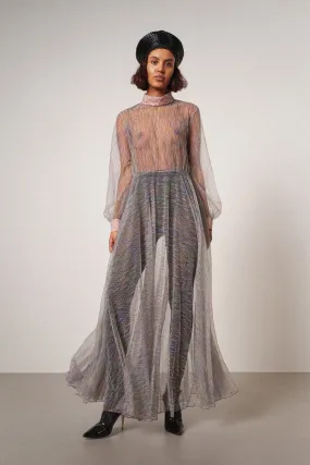 Long Sheer Aqua Dress